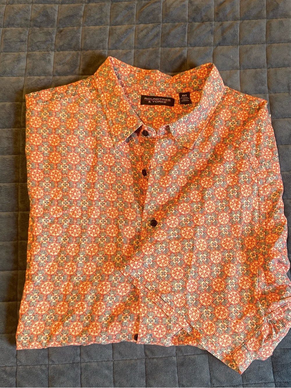 Red & blue soft button up - 4XLT